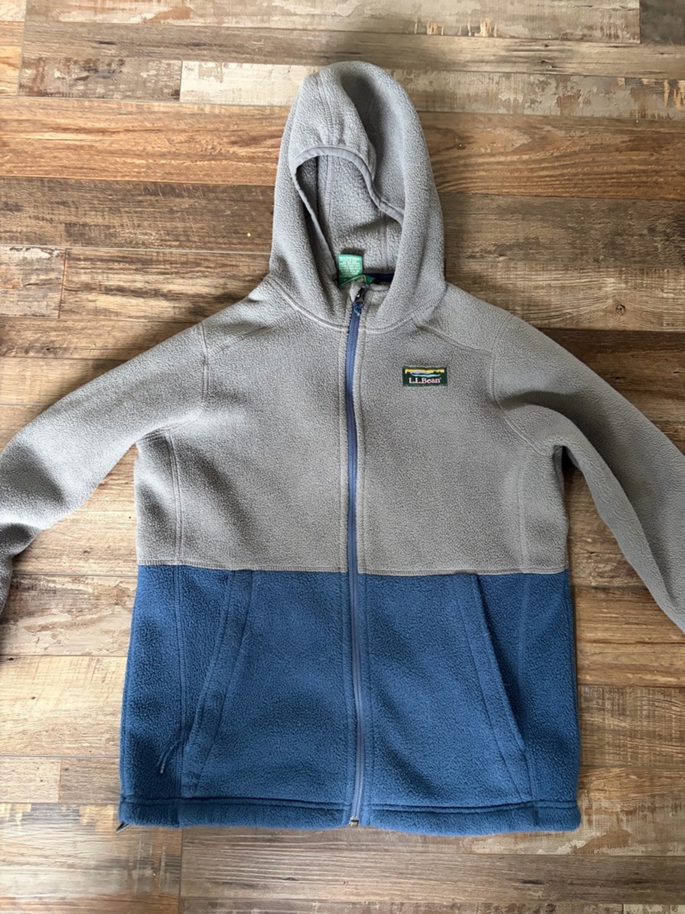 L.L. Bean Two-Tone Gray and Blue Kids Hooded Fleece Jacket
